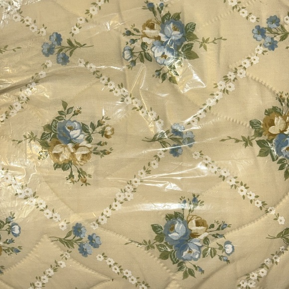 NWT Vintage Mid Century Modern Montgomery Ward Blue Floral Quilted Bedspread - Picture 6 of 6